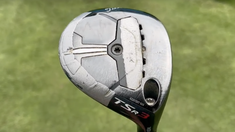 Ian Poulter added lots of lead tape to his Titleist TSR3 5-wood to bring the swing weight back up after cutting it down 1/4 of an inch at home. (Image credit: Future)