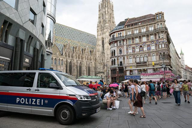 Thomas Kronsteiner/Getty Images Police in Vienna on Aug. 8.