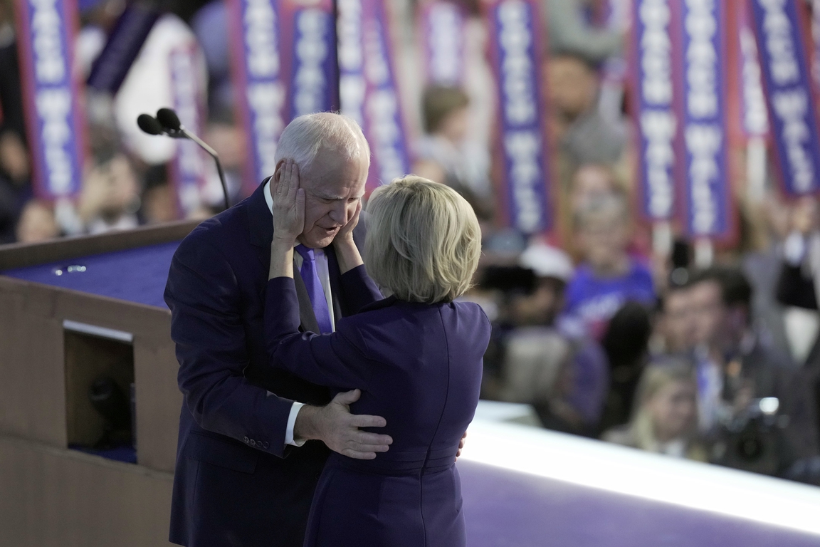 Tim Walz Accepts VP Nomination During DNC: Photos From His Speech