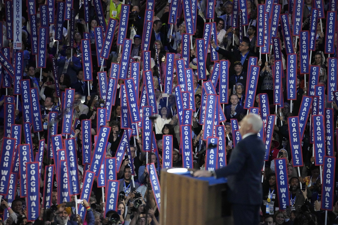 Tim Walz Accepts VP Nomination During DNC: Photos From His Speech