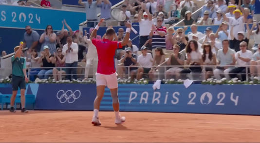 Novak Djokovic, 2024 Paris Olympics © Stream screenshot