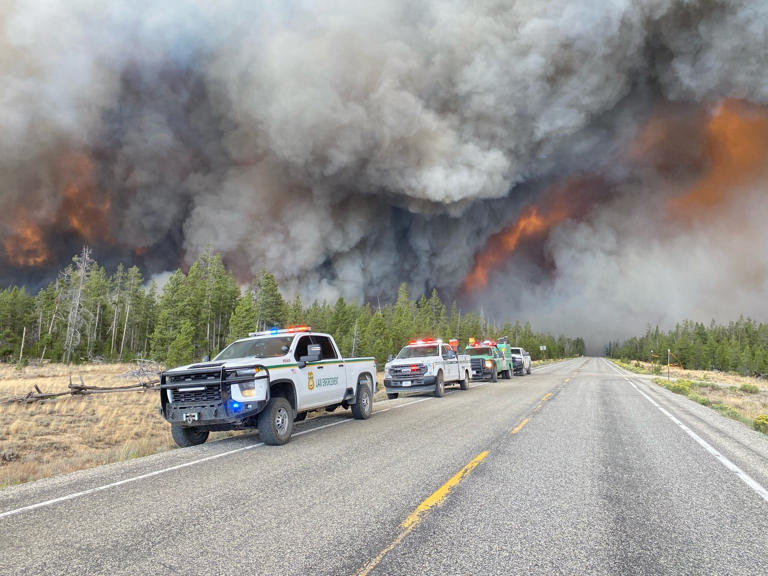 The Wapiti Fire burns 45,000 acres of forest near Stanley.