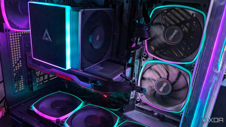 Image showing a gaming pc with rgb lighting and an amd gpu