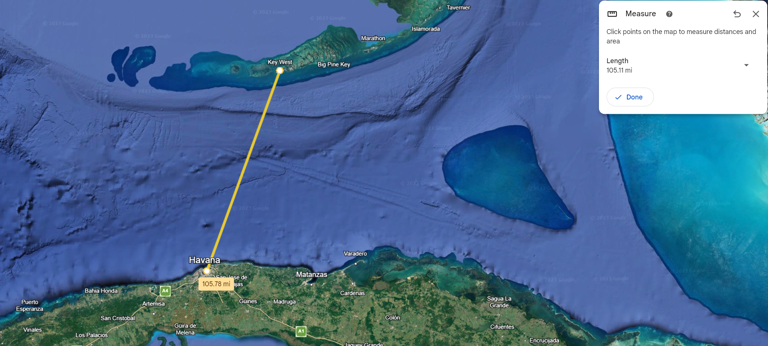 How Far is Havana Cuba from Key West?