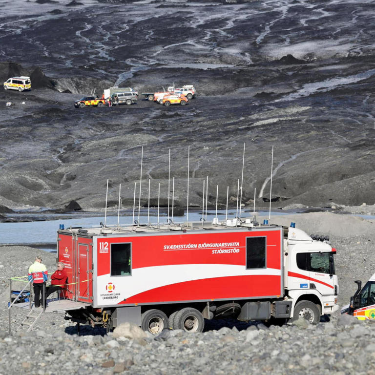 Rescue operation after ice cave collapse on Breidamerkurjokull glacier