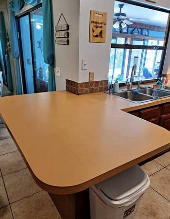 reviewer photo showing their brown countertop
