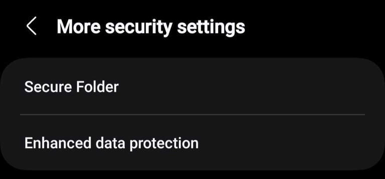 Enabling the Secure Folder feature in Android settings.