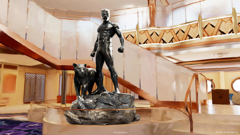 Black Panther Disney Destiny Cruise Ship Grand Hall Statue