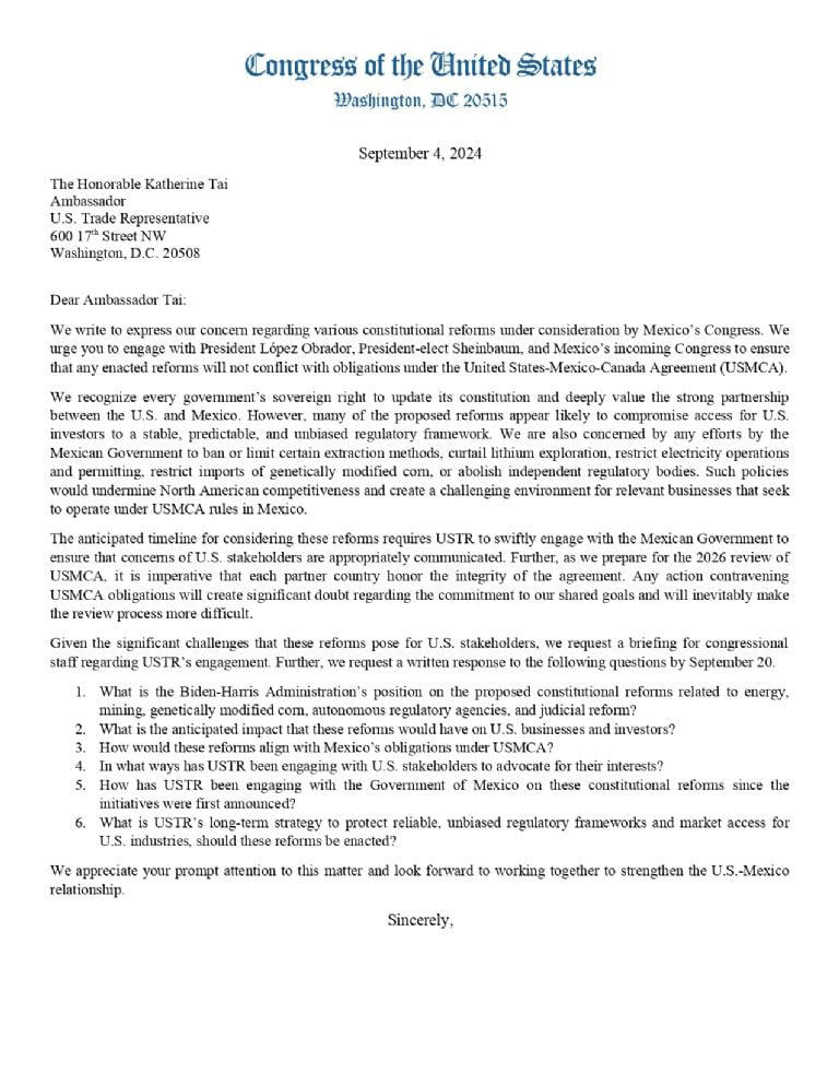 Emplazan a Biden para que se pronuncie sobre las reformas de AMLO