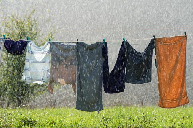 コレクション 雨で濡れた服 洗わないと