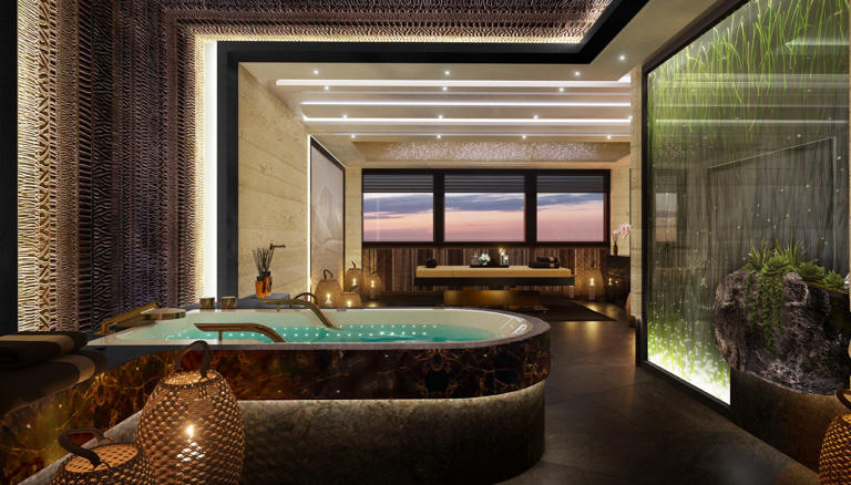 Kismet's spa is inspired by Bali and equipped with a chromotherapy bath and massage table. Courtesy of Cecil Wright