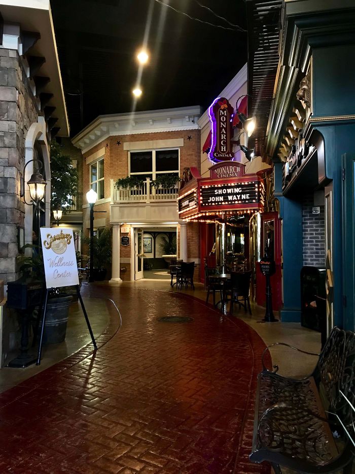#1 The Local Nursing Home Is An Indoor Town. There's A Movie Theater And A Pub