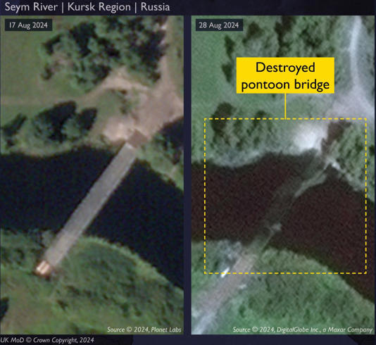 The aftermath of a strike on a pontoon bridge. UK Ministry of Defense
