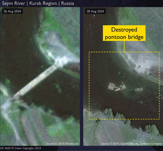 The aftermath of a strike on another pontoon bridge. UK Ministry of Defense