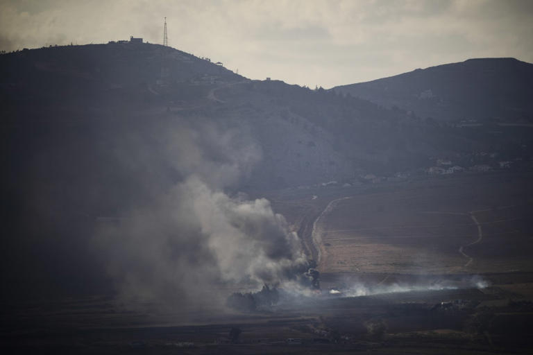 FILE - Smoke rises after an Israeli shelling on an area in Lebanon, seen from the Israel-annexed Golan Heights, next to the Israeli-Lebanese border, Sept. 16, 2024. (AP Photo/Leo Correa, FIle)