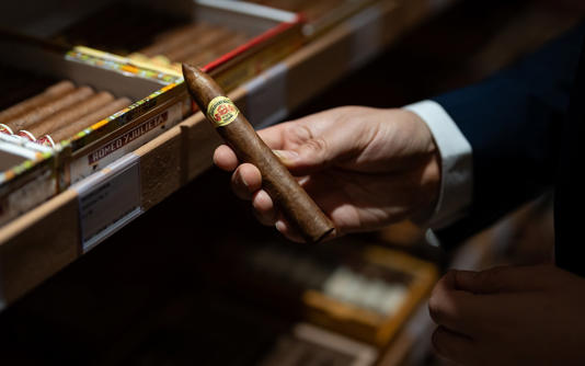 A cigar at JJ Fox in central London - Christopher Pledger for The Telegraph