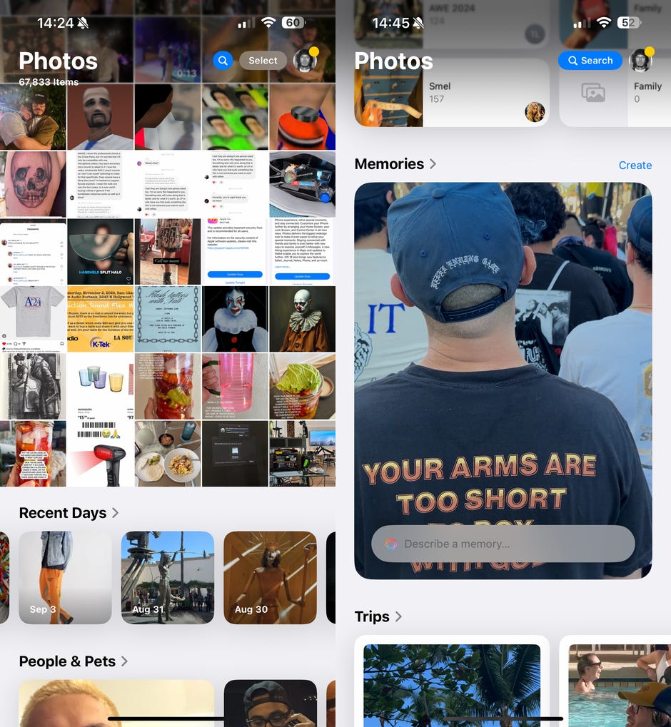 This is what the camera roll looks like now on iOS 18. Screenshots by Nelson Aguilar/CNET