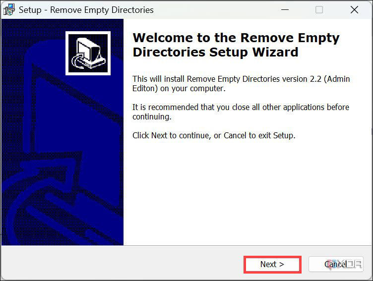 Screenshot of Remove Empty Directories installation window