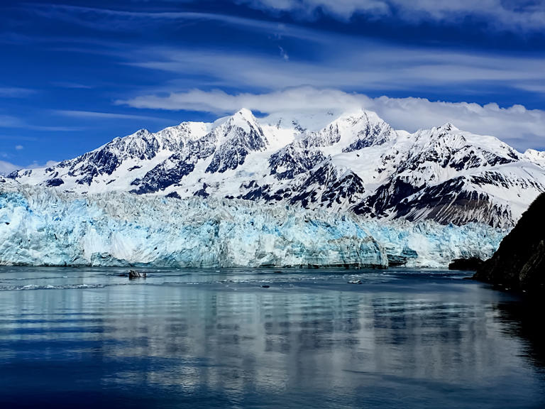 A stock image of the Hubbard Glacier in Alaska. A view of a cruise passenger's breathtaking" view of the Hubbard Glacier from their balcony has gone viral on TikTok. iStock / Getty Images Plus