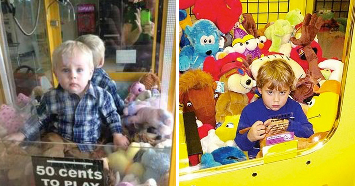 37 'How The Heck' Pics of Kids Who Got Inside Claw Machines