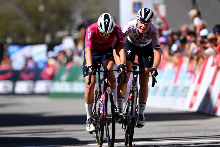 Demi Vollering beats Lotte Kopecky to the line with a bike throw on stage 2 of the Tour de Romandie