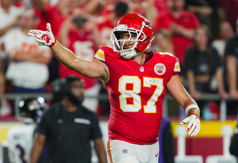 Kansas City Chiefs tight end Travis Kelce at Arrowhead Stadium on September 5, 2024. Jay Biggerstaff-Imagn Images