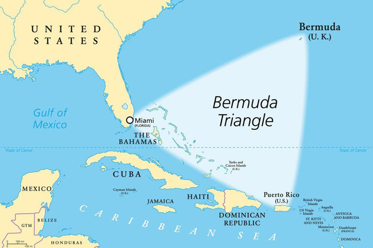 The precise parameters of the Bermuda Triangle are disputed, but it roughly lies between Florida, Bermuda and Puerto Rico ((iStock))