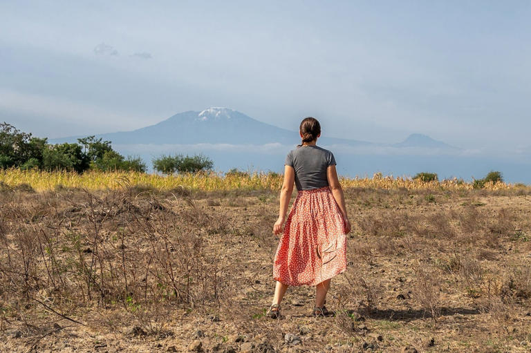 Enjoying a view of Mount Kilimanjaro from the side of the road. Photo via Jessie Festa.