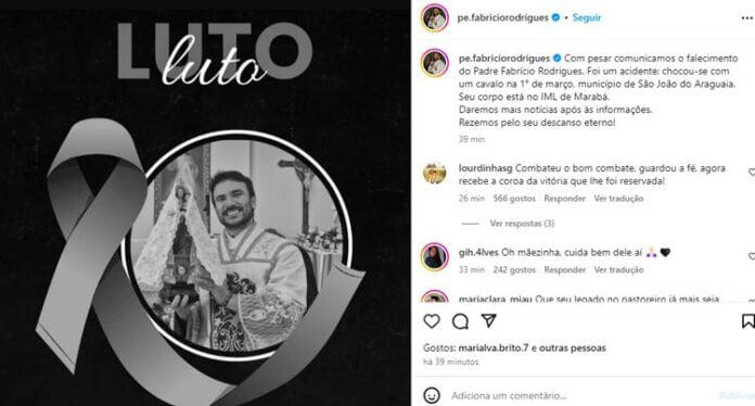 Post sobre o Padre Fabrício – Instagram