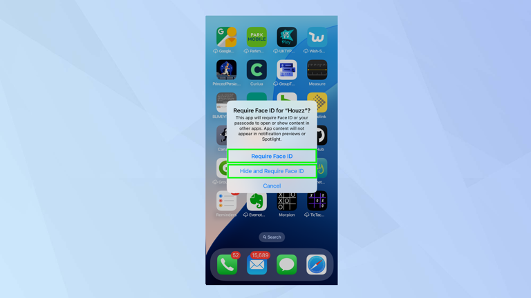 how do you take face id off apps