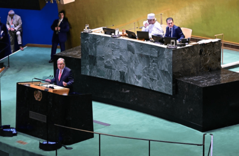  Secretary-General António Guterres addresses the United Nations General Assembly on September 24, 2024. 