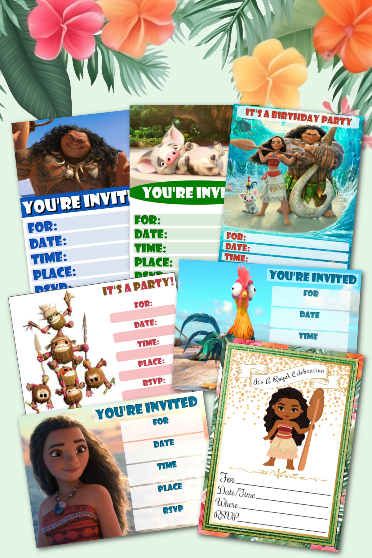 Moana Birthday Invitations (Free Printables) for Free Printable Moana Birthday Cards