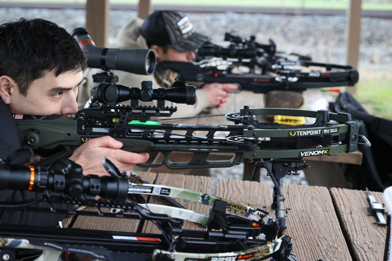 Accuracy testing crossbows at 50 yards. Natalie Krebs