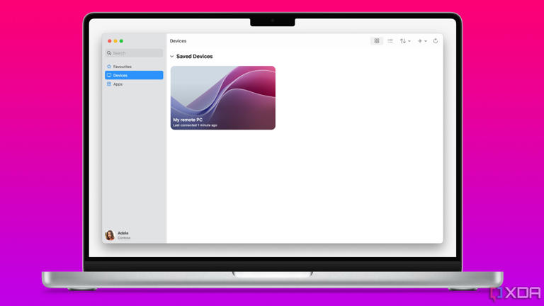 Connecting to a remote PC through the Microsoft Remote Desktop app for macOS.