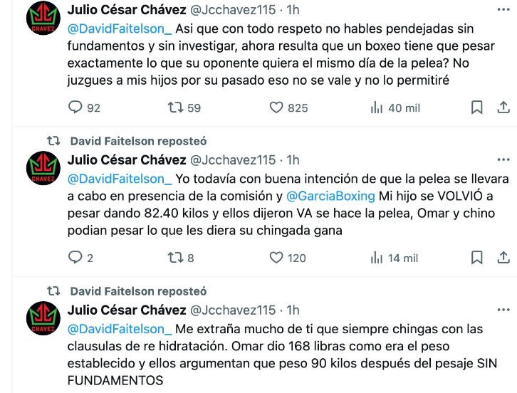 Julio César Chávez le responde a David Faitelson Twitter Julio César Chávez