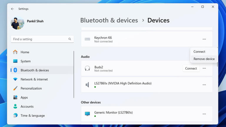 Remove Bluetooth device option in Windows 11