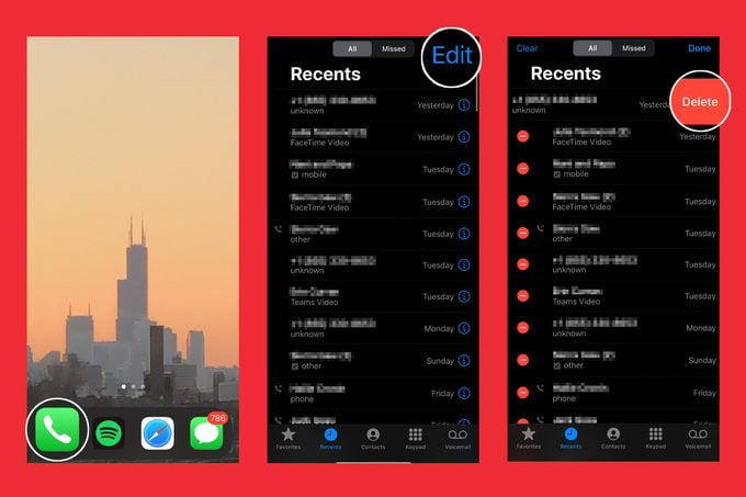 Delete Phone Call Red