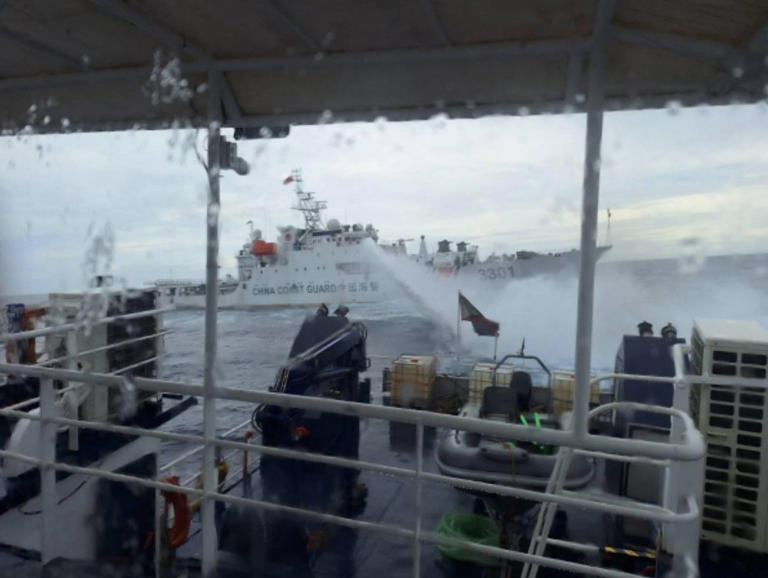 China fires water cannon at Philippine vessel