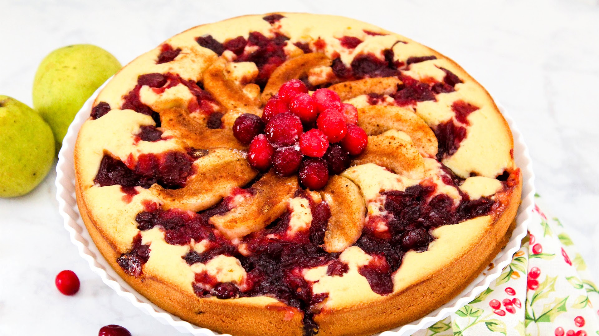 What a delightful cake! Cranberry pear cake