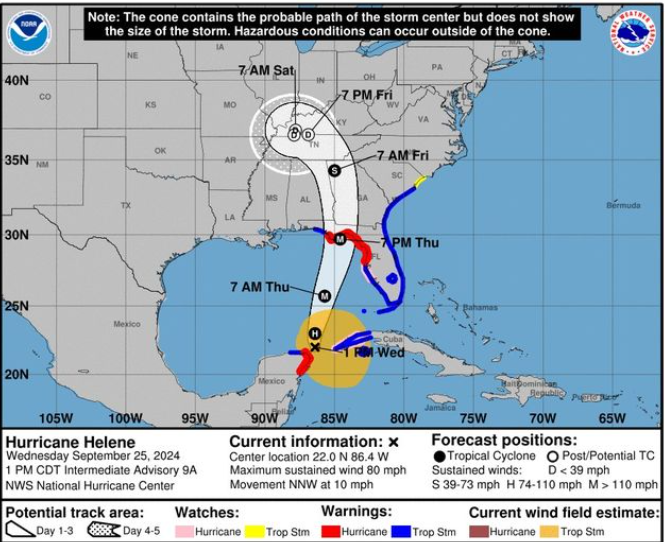 Huge Hurricane Helene expected to hit Florida, strike far inland