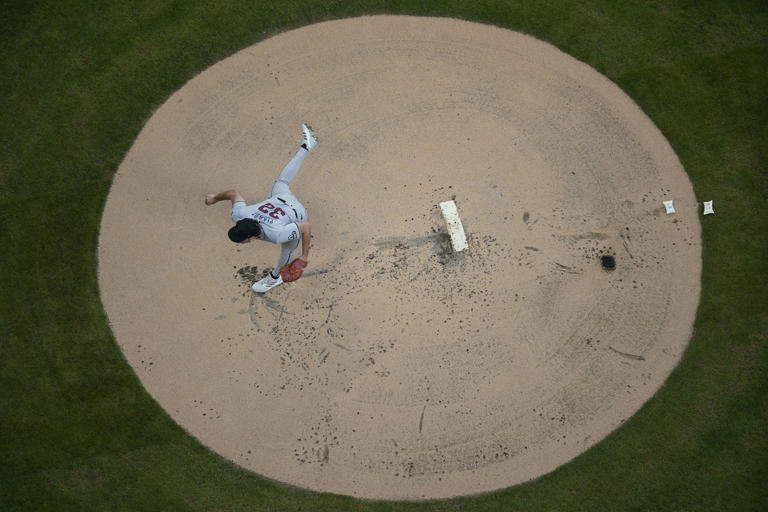 Arizona Diamondbacks pitcher Brandon Pfaadt throws during the first inning of a baseball game against the Milwaukee Brewers Thursday, Sept. 19, 2024, in Milwaukee. (AP Photo/Morry Gash)