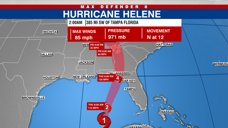 Hurricane Helene, now a Category 2 storm, expected to intensify before