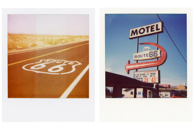 Route 66 signage in New Mexico.