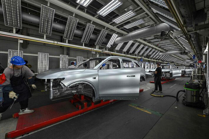 Fábrica de carros elétricos da Leapmotor, em Jinhua, na China Foto: Adek Berry/AFP