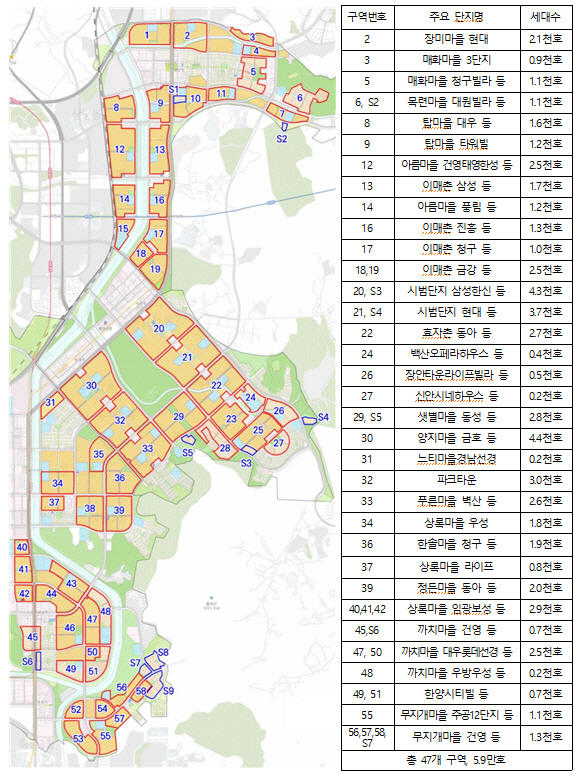 1기 신도시 선도지구 공모에 총 162곳 중 99곳 신청…분당만 47곳