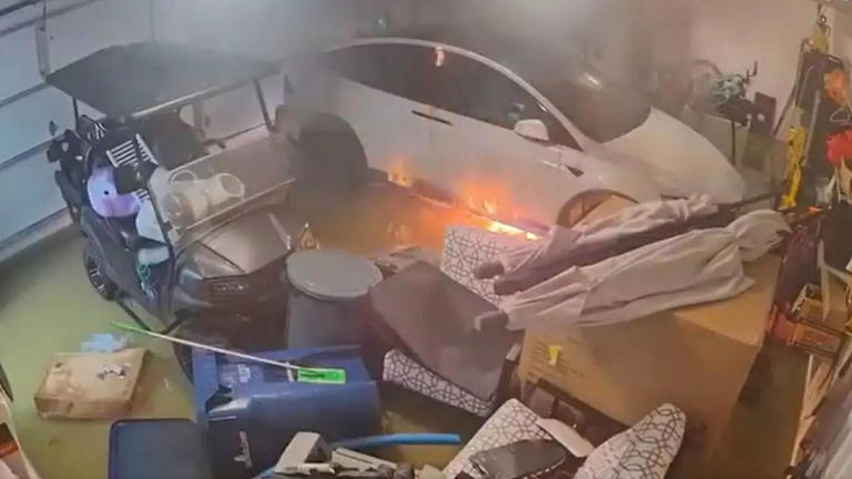 Tesla Catches Fire Inside Florida Garage Flooded From Hurricane Helene