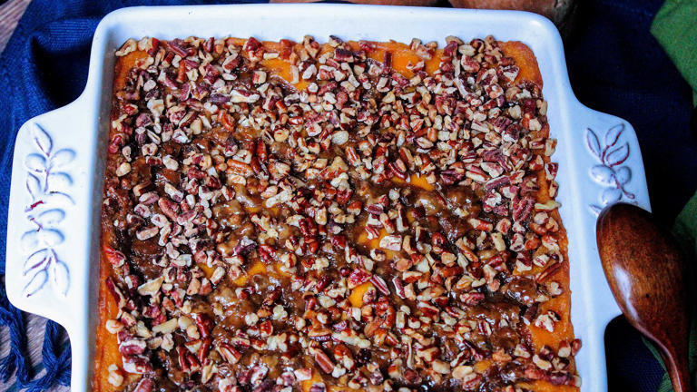 Sweet potato casserole is a delicious side dish for Thanksgiving or ...