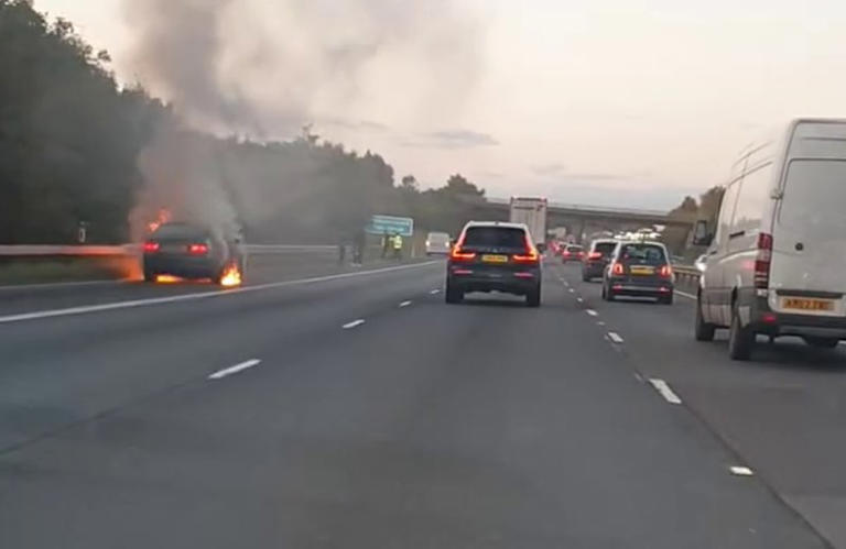 drivers-face-long-delays-with-traffic-stopped-on-m40-after-car-fire