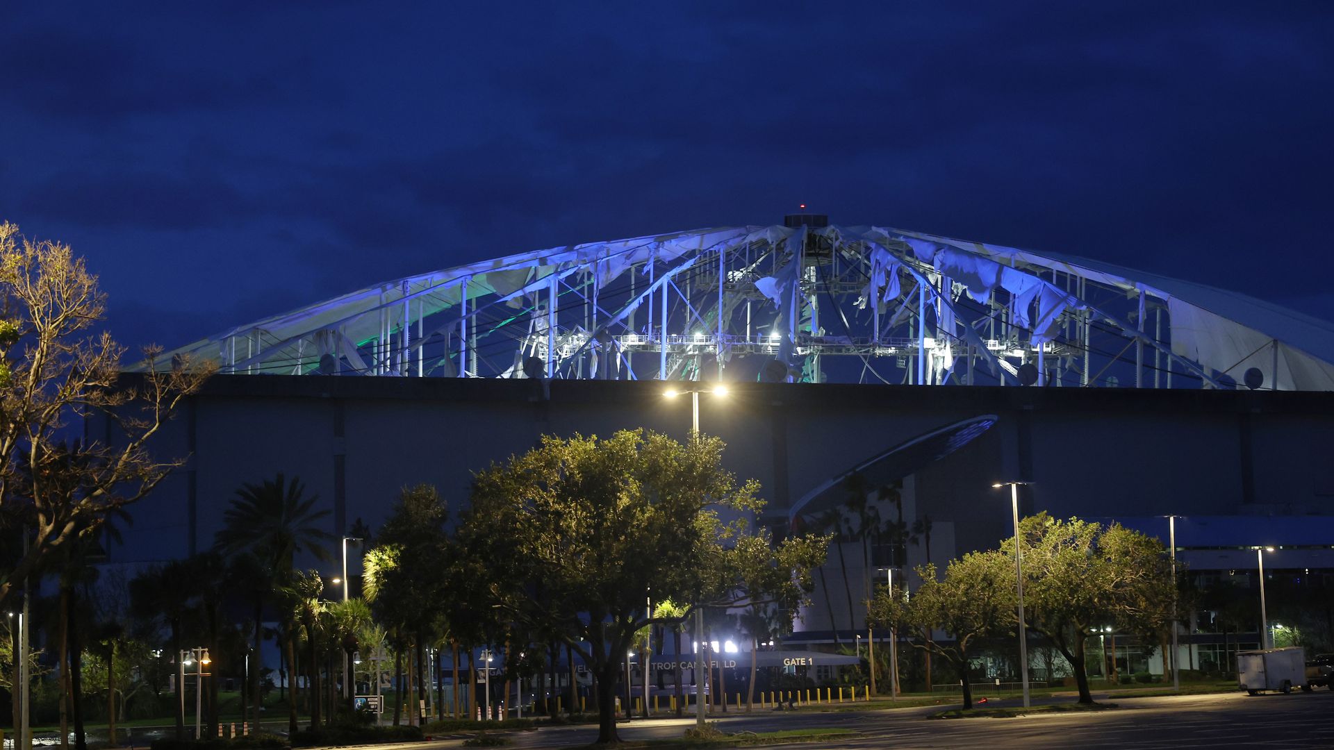 Tropicana Field Roof Torn As Hurricane Milton Ramages