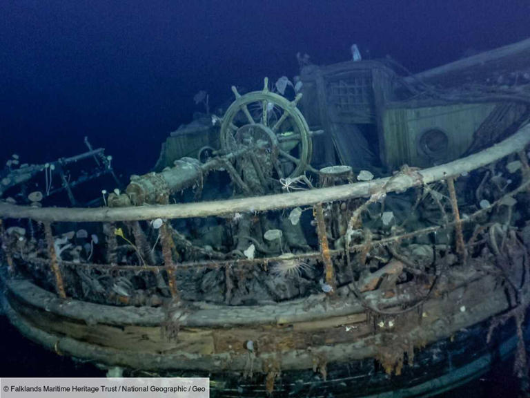 L'épave de "Endurance", publiée lors de la découverte du navire en 2022 par le Falklands Maritime Heritage Trust.